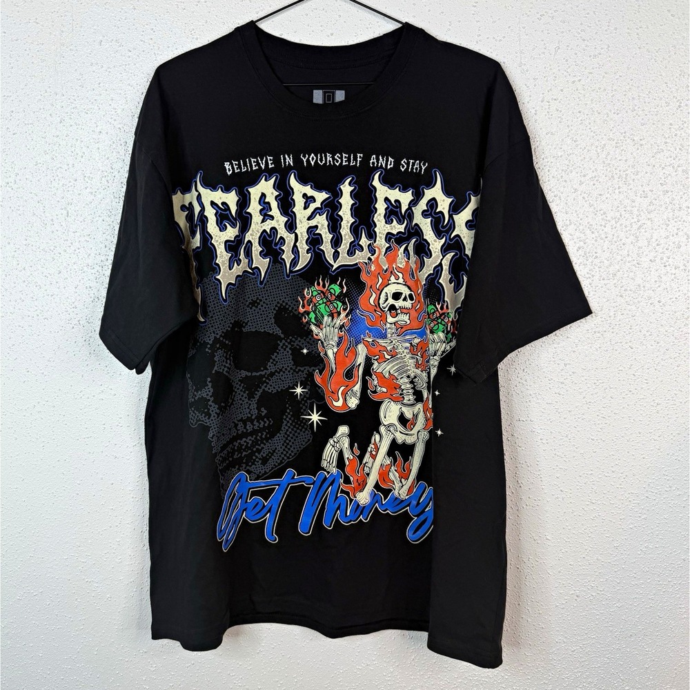 Legend Black Short Sleeve Crew Neck Skull Skeleton Graphic Tee Men's Size L